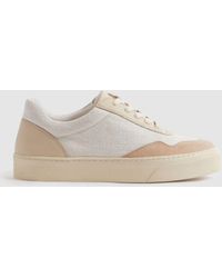 Reiss - Asha - Natural Canvas Leather Chunky Trainers - Lyst