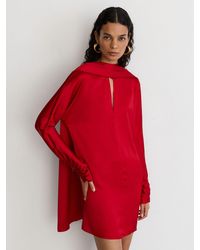 Reiss - Satin Cape-Detail Mini Dress - Lyst