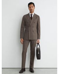 Reiss - Wool-Blend Check Classic-Fit Suit Trousers - Lyst