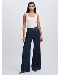 PAIGE - Waistband Wide-Leg Jeans - Lyst