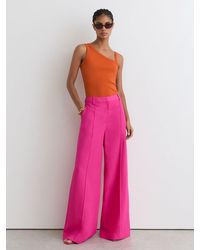 Reiss - Aysha - Orange Stretch-cotton Asymmetric-neck Vest, S (us 4-6) - Lyst
