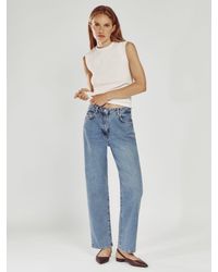 Reiss - Selin - Blue Mid Rise Straight Leg Jeans, 28 - Lyst