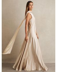 Reiss - Satin Cape Maxi Dress - Lyst