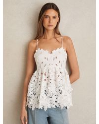 Reiss - Cotton Cut Out Lace Cami Top - Lyst