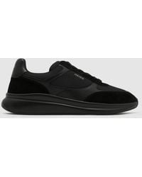 Reiss - Hudson - All Black Suede-trim Runner Trainers, Us 9 (uk 8) - Lyst