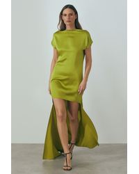 ATELIER - Green Eloise Italian Satin High-low Mini Dress - Lyst