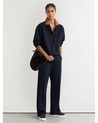 Reiss - Premium Interlock Wide-Leg Joggers - Lyst