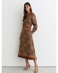 Reiss - Leia - Neutral Animal-print Midi Shirt Dress, Us 4 - Lyst