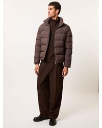 Reiss - Myles - Brown Monogram Quilted Relaxed Puffer Jacket, Xxl - Lyst