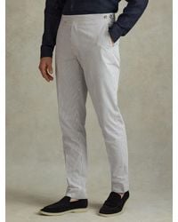 Reiss - Soft & Cotton Seersucker Adjuster Slim Fit Trousers - Lyst