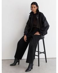 Reiss - Leather Chisel-Toe Block-Heel Ankle Boots - Lyst