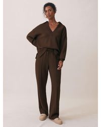 Reiss - Bernie - Chocolate Interlock Wide-leg Joggers, S (us 4-6) - Lyst