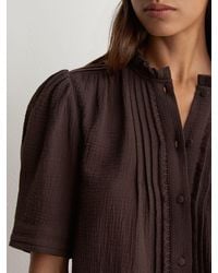 Reiss - Cotton Cheesecloth Frill-Neck Top - Lyst