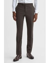 Reiss - Roll - Chocolate Slim Fit Wool Blend Side Adjuster Trousers - Lyst