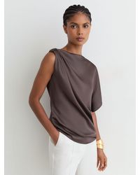Reiss - Satin Draped One-Shoulder Top - Lyst