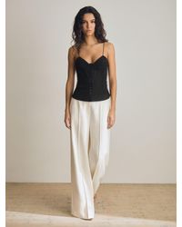 Reiss - Dion - White Atelier Wide Leg Belted Suit Trousers, Us 4 - Lyst