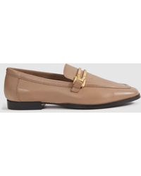 Reiss - Leather Rounded Loafers - Lyst