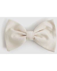 Reiss - Ivory Grosgrain Silk Bow Tie, , Light - Lyst