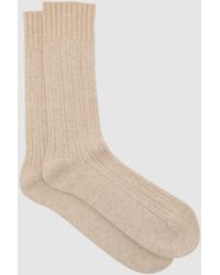 Reiss - Wool-Blend Ribbed Socks With Cashmere, S & M - Lyst