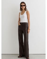 Reiss - Priya - Chocolate Brown Leather Patch-pocket Flared Trousers, Us 4 R - Lyst