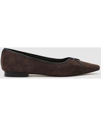 Reiss - Suede Pointed-Toe Ballerina Shoes - Lyst