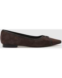 Reiss - Suede Pointed-Toe Ballerina Shoes - Lyst