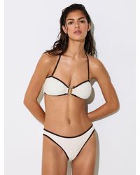 Reiss - Johannah - Ivory/chocolate Bandeau Halterneck Bikini Top, Us 8 - Lyst