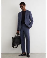 Reiss - Wool-Blend Check Classic-Fit Suit Trousers - Lyst