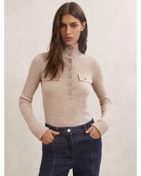 Reiss - Wool Funnel-Neck Half-Button Jumper - Lyst