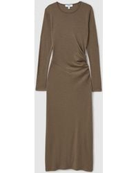 Reiss - Petite Wool Ruche Detail Midi Dress - Lyst