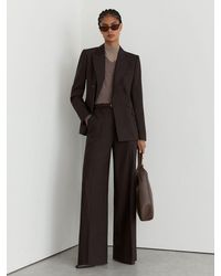 Reiss - Chocolate Dawson Petite Wool-Blend Herringbone Double-Breasted Blazer - Lyst
