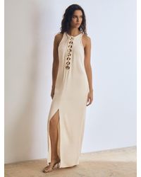 Reiss - Athene - Cream Atelier Satin Crepe Cut-out Maxi Dress, Us 8 - Lyst