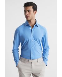 Reiss - Voyager - Soft Blue Regular Fit Travel Shirt, Uk 2x-large - Lyst