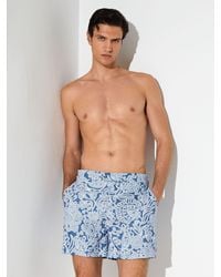 Reiss - Fallow - Airforce Blue Paisley-print Side-adjuster Swim Shorts, S - Lyst
