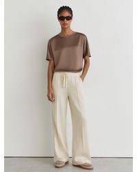 Reiss - Petite Premium Interlock Wide-Leg Joggers - Lyst