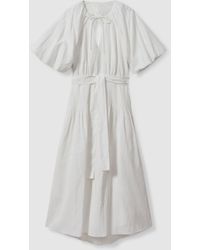 reiss cosette linen blend drape midi dress lilyisabellaclark on LTK