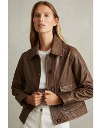 Reiss - Hanson Leather Trucker Jacket - Lyst