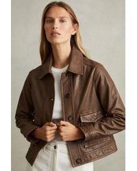 Reiss - Leather Trucker Jacket - Lyst