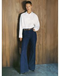Reiss - June - Blue Flared Seam-detail Jeans, 30 P - Lyst