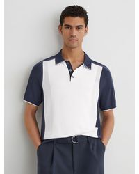 Reiss - Airforce Colour-Block Knitted Polo Shirt - Lyst