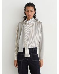 Reiss - Striped Scarf-Neck Blouse - Lyst