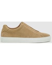 Reiss - Suede Slip-On Elasticated Trainers - Lyst