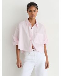 Reiss - Cotton Cropped Long-Sleeve Shirt - Lyst