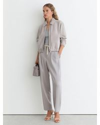 Reiss - Lottie Petite Cropped Bomber Jacket - Lyst