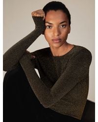Reiss - Metallic-Knit Long-Sleeve Top - Lyst