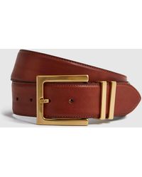 Reiss - Brompton - Camel/taupe Leather Belt, S - Lyst