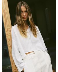 Reiss - Linen Oversize Cropped Shirt - Lyst