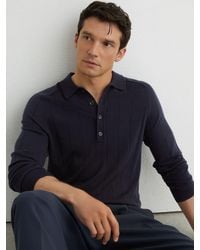 Reiss - Merino Wool Wide-Rib Polo Jumper - Lyst
