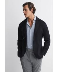 Reiss - Flutter - Navy Slim Fit Wool Blend Single Breasted Blazer, 40 - Lyst