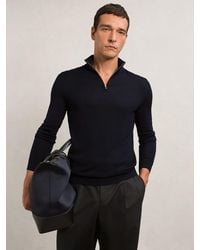 Reiss - Blackhall - Merino Wool Zip Neck Jumper - Lyst